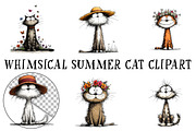 Whimsical Summer Cat Clipart, an Illustration by OK Design (Thumbnail 2 of 6)