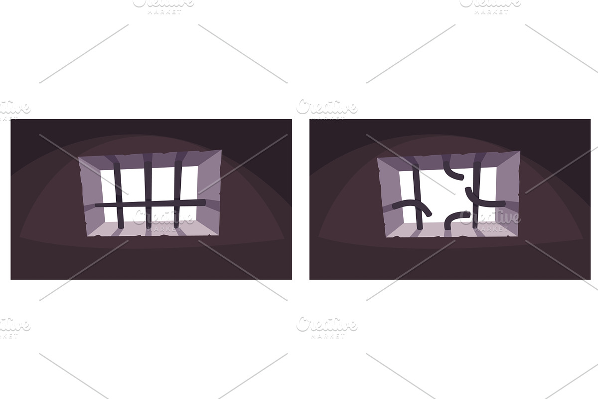Whole and broken bars of prison, an Object Illustration by YummyBuum
