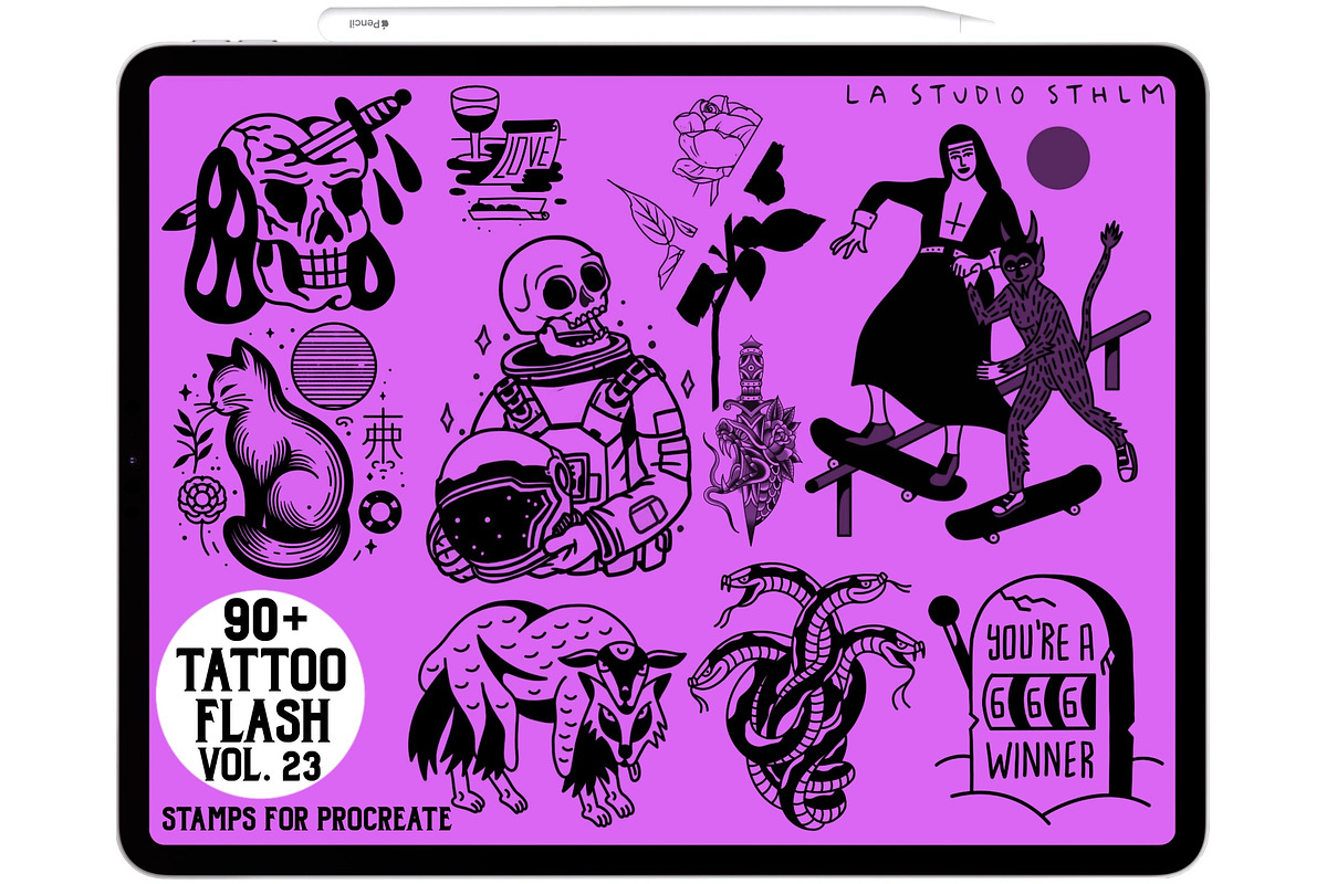Tattoo Flash Vol. 23 - Stamp Set, a Brush Add-On by LA Studio Sthlm (Photo 5 of 6)