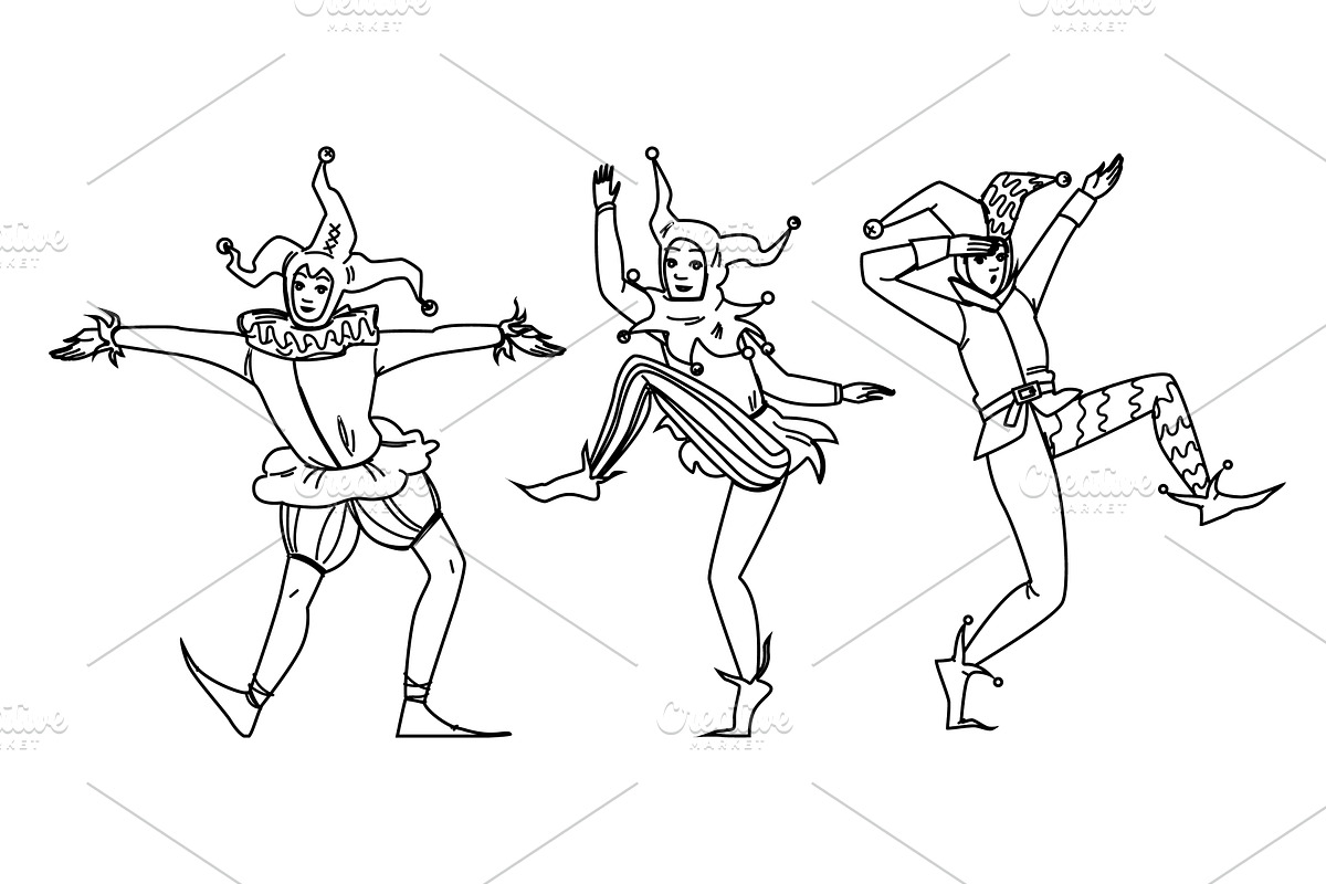 character jester medieval vector, a Person Illustration by pikepicture