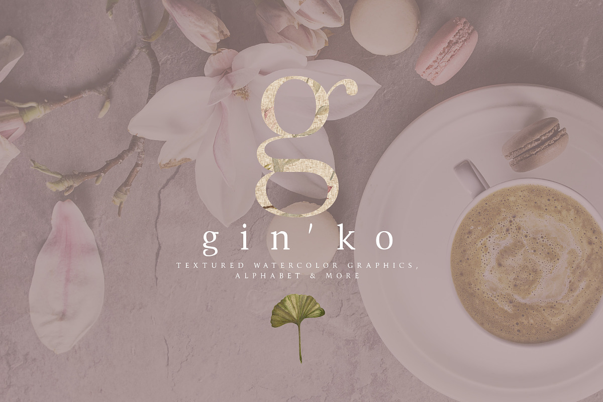 GIN'KO Textured Watercolor Graphics, an Object Graphic by studioequinox (Photo 1 of 9)