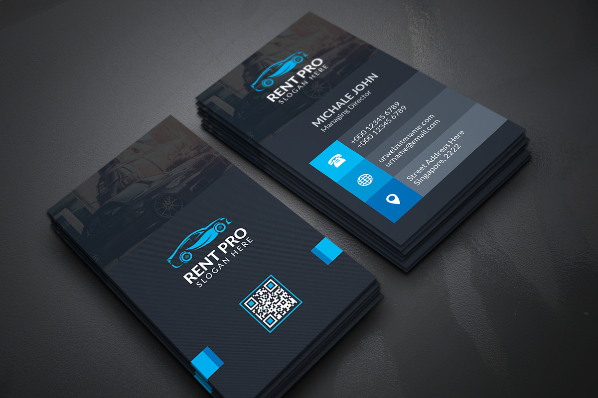 Rent a Car Business Card, a Business Card Template by Genereux Art