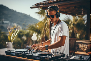 Stylish Man DJ white cloth outdoor, a Person Photo by Ylivdesign