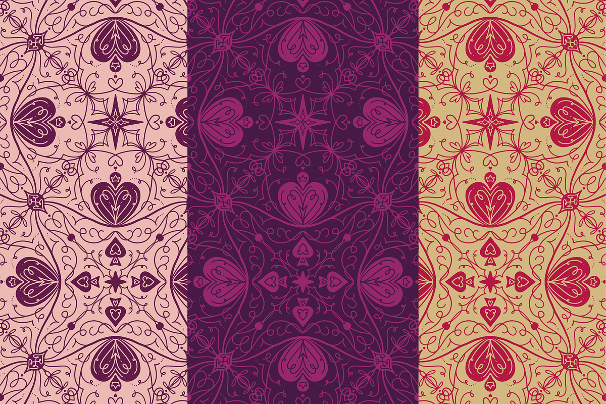 Golden Folkheart Seamless Pattern, a Pattern Graphic by dxxb studio (Photo 3 of 3)