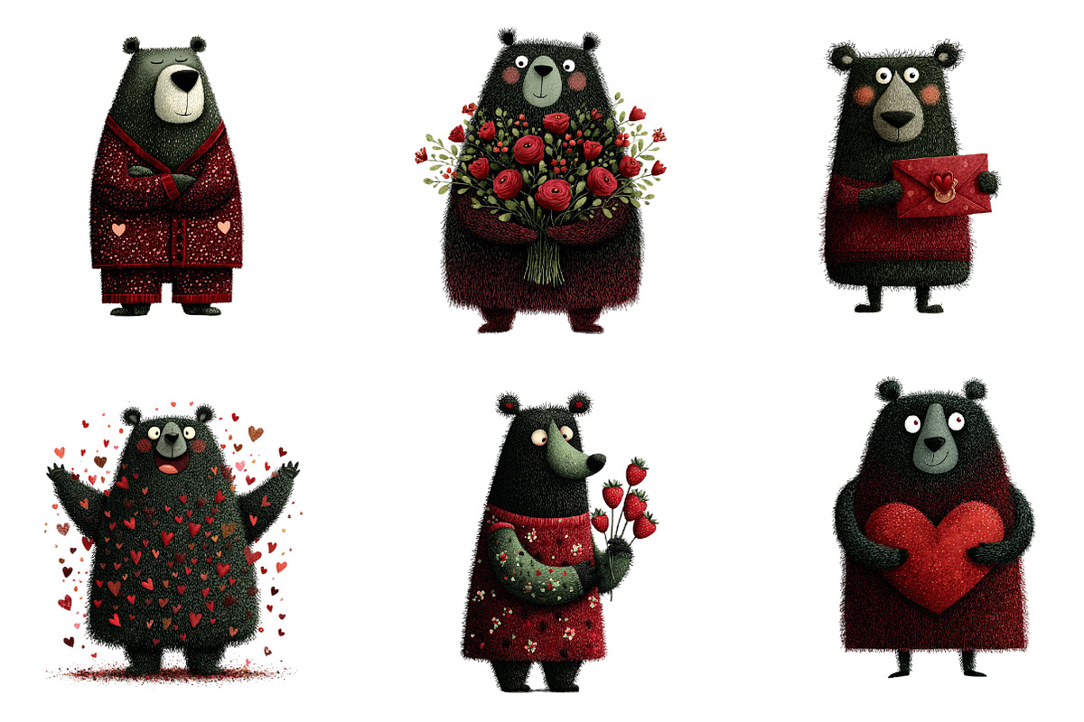 Whimsical Valentine Bears Clipart, an Illustration by Dream Creation (Photo 5 of 6)