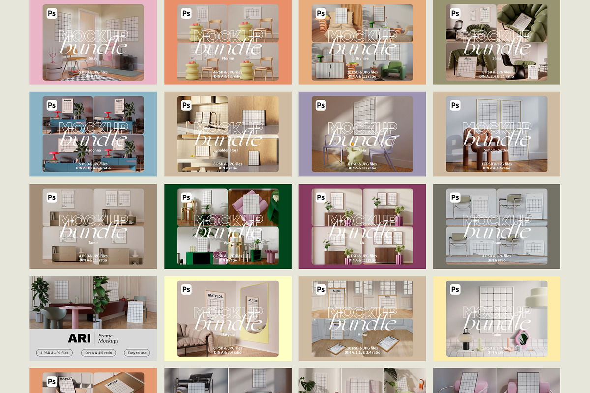 Wall Art Mockup Bundle 21 in 1, a Household Mockup by Bonumo (Photo 1 of 15)