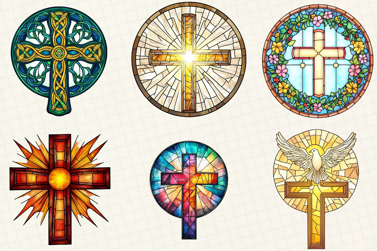 Christian Cross Stained Glass Clipar, an Illustration by OK Design (Photo 3 of 5)