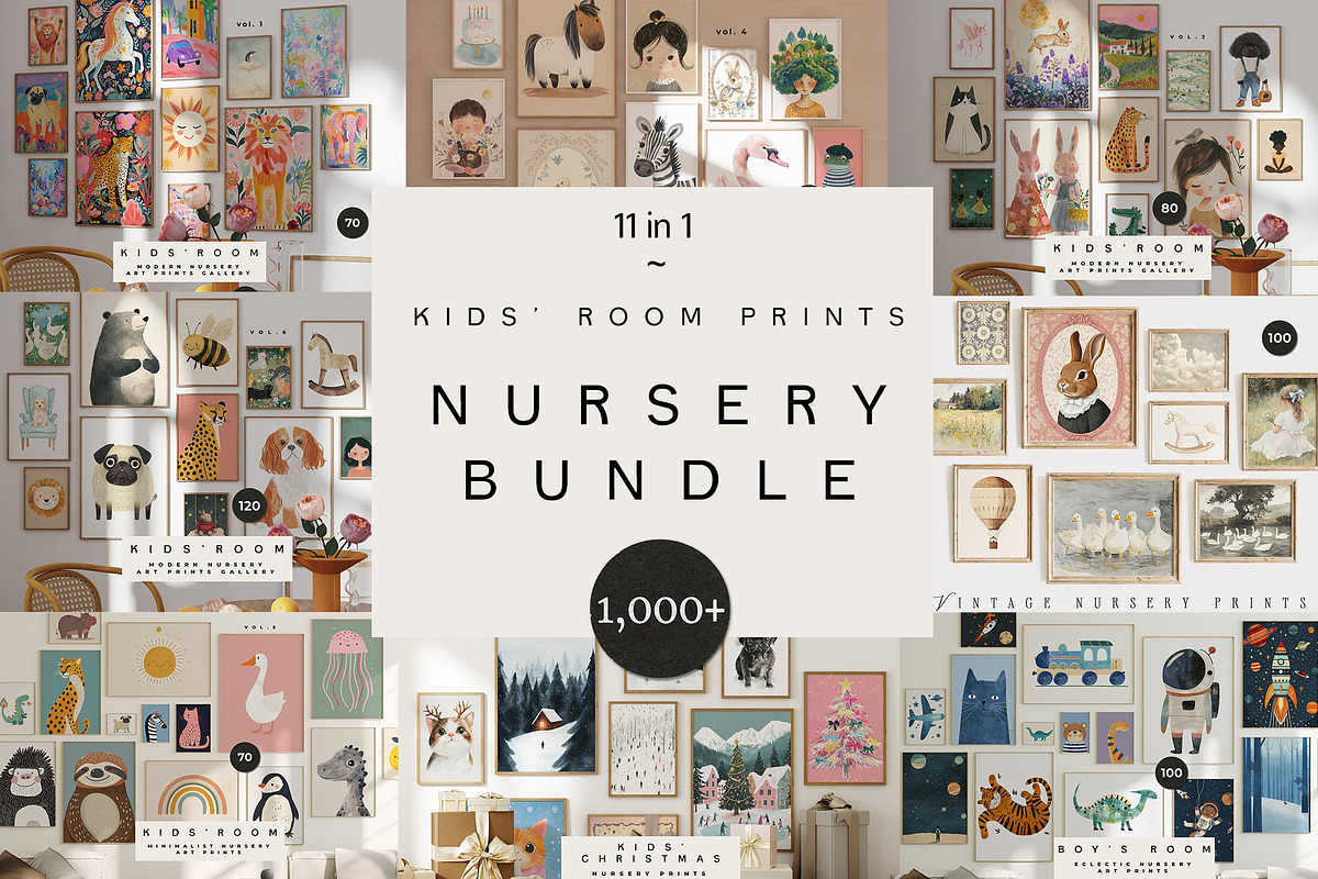 NURSERY PRINTS BUNDLE (1,000+), a Background Graphic by Lana Elanor (Photo 1 of 12)