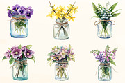 Watercolor Spring Flower Jar Clipart, a Work Illustration by OK Design (Thumbnail 5 of 5)