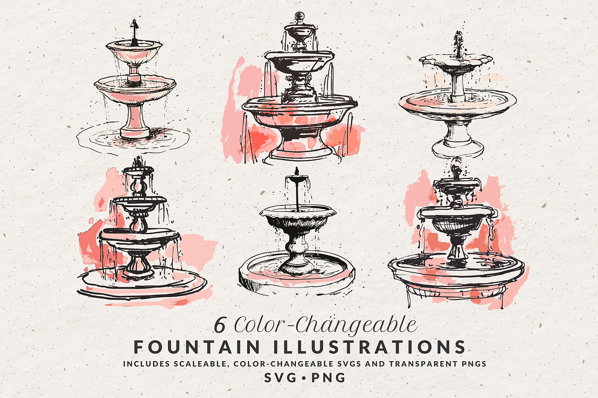 Hand Drawn Fountain Illustrations, an Object Illustration by The October Creative (Photo 1 of 4)