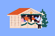 People at Christmas stalls set, a Seasonal Illustration by PaperTrident (Thumbnail 5 of 10)