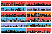 Set of city landscape silhouettes, a Work Illustration by AlexZeL (Thumbnail 1 of 5)