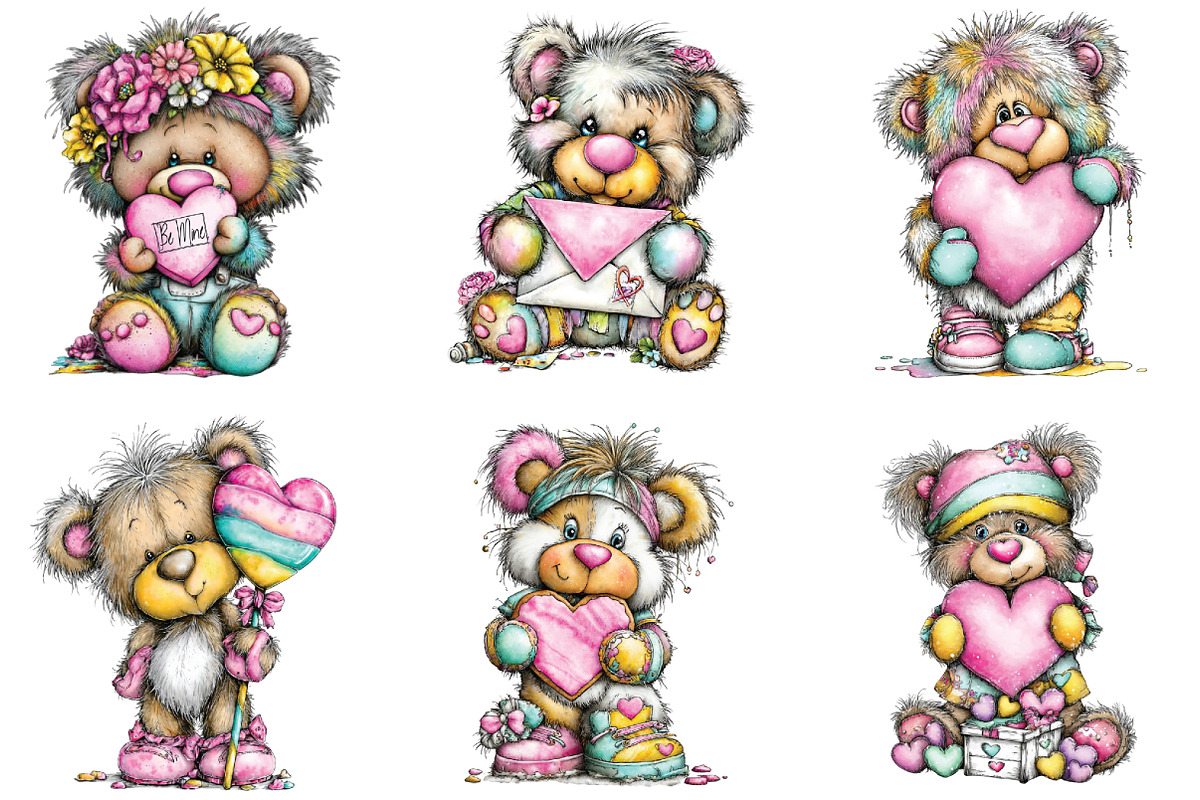 Whimsical Teddy Bear Valentine Clipa, an Illustration by CraftArtStudio (Photo 4 of 6)