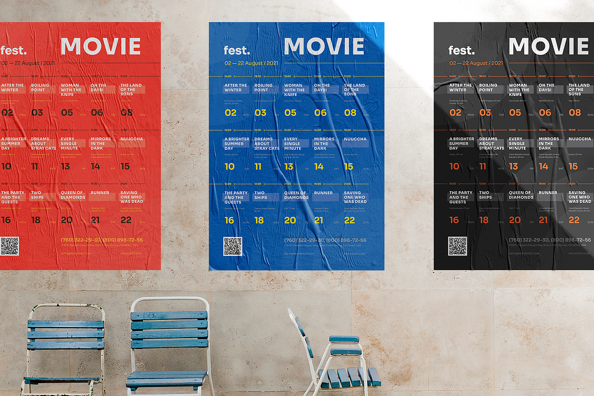 Movie Festival Event Program Poster, a Flyer Template by Danil Polshin