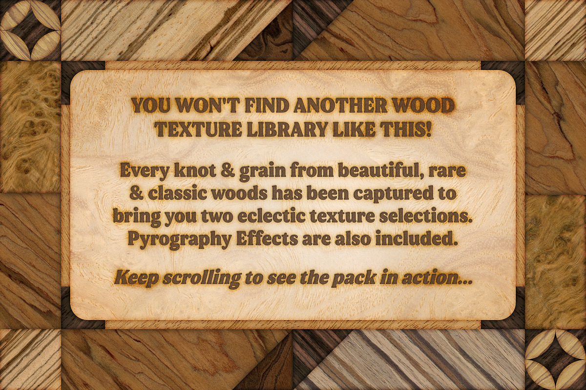 Wood Textures & Pyrography Effects, a Layer Style Add-On by The Artifex Forge (Photo 2 of 16)