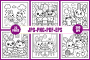 Bunny and Frog Friends Coloring Page, an Animal Illustration by Coco Bloom (Thumbnail 2 of 3)