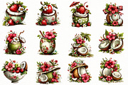 whimsical summer coconut clipart, an Illustration by Designworld (Thumbnail 2 of 8)