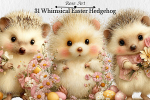 Whimsical Easter Hedgehog Clipart, a Seasonal Illustration by Rose Art