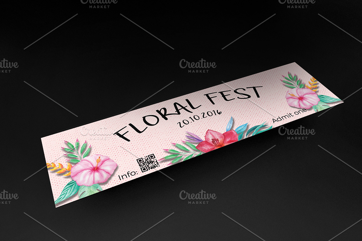 Floral festival event ticket, an Invitation Template by Konakchiev (Photo 2 of 3)