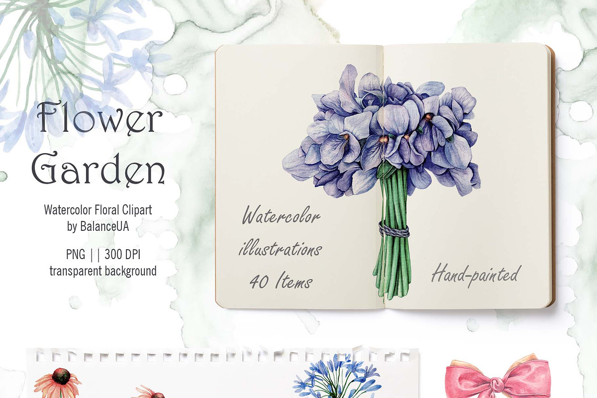 Flowers Watercolor Clipart, a Decorative Illustration by BalanceUA (Photo 13 of 16)