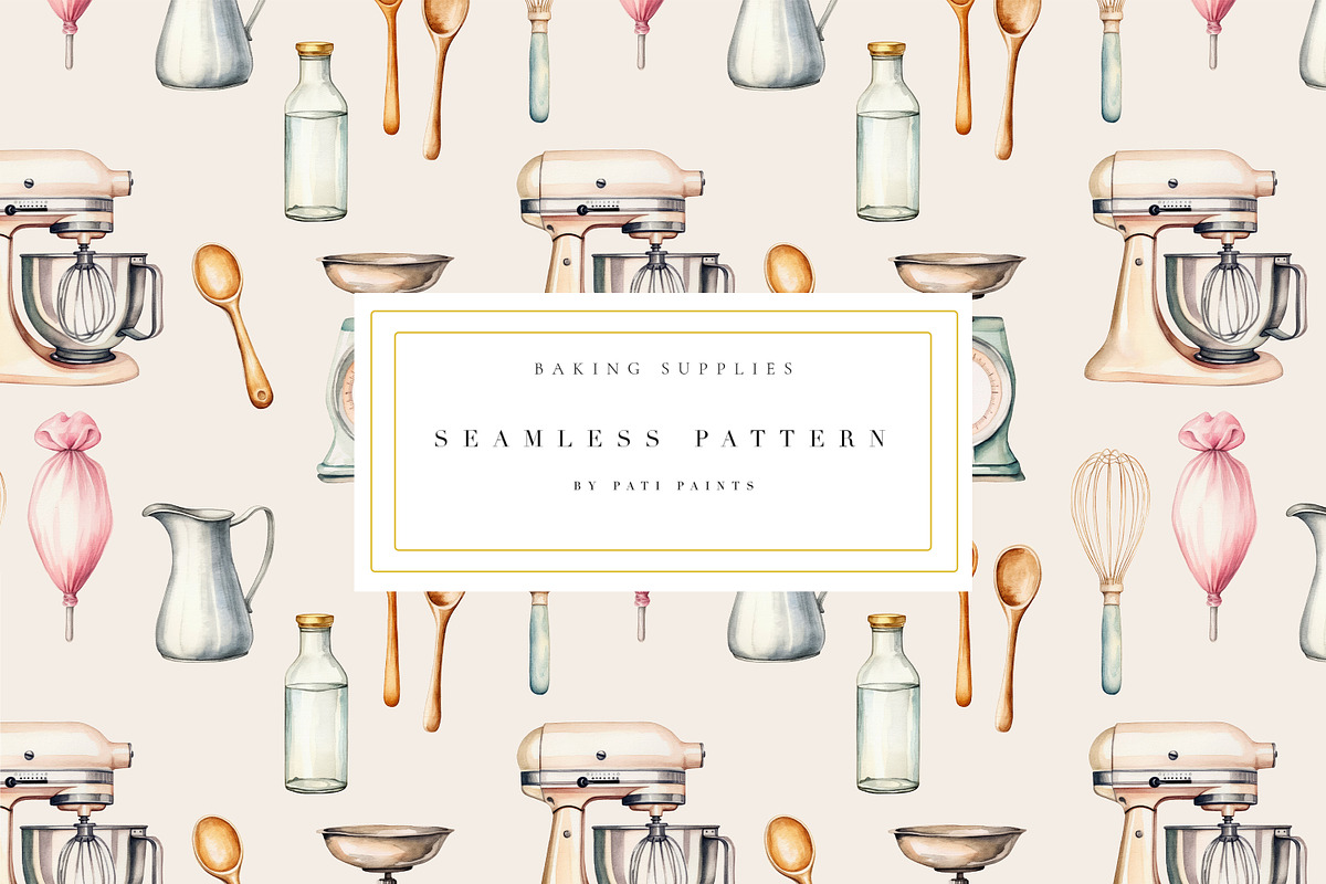Baking Supplies Watercolor Cute Set, a Food Illustration by Pati Paints (Photo 5 of 8)