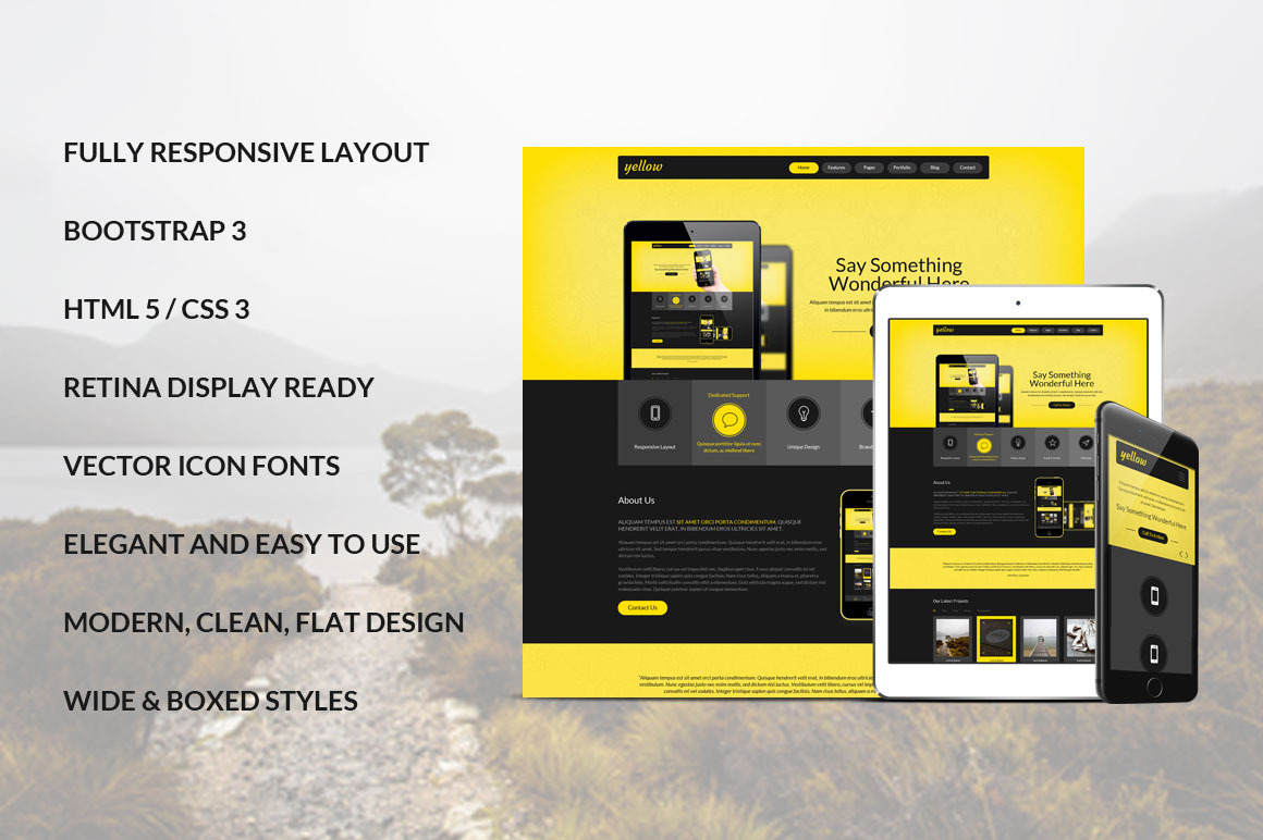 Yellow Bootstrap Responsive Template, a Bootstrap Template by IceTemplates