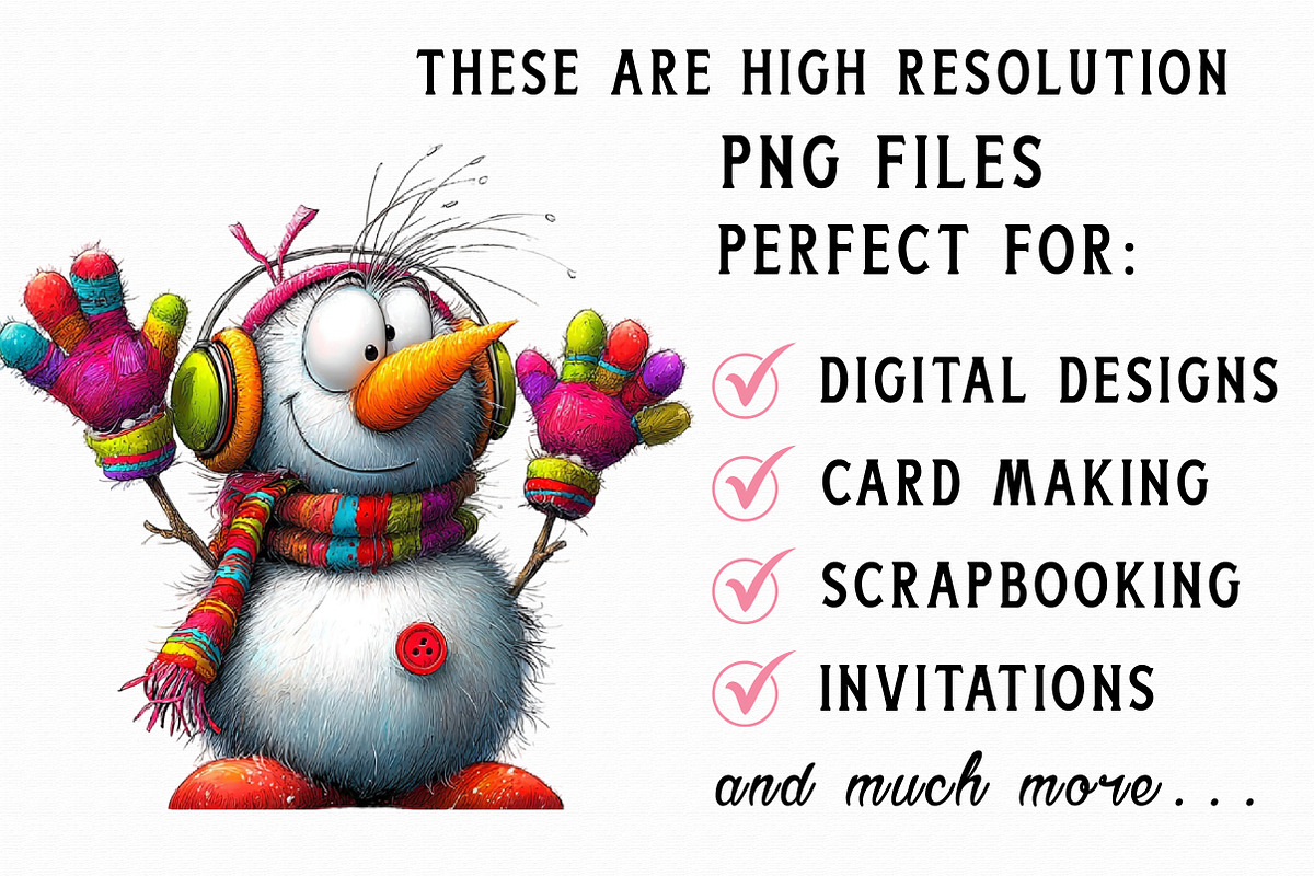 Whimsical Christmas Snowman Clipart, an Illustration by Libby Wishes (Photo 2 of 6)