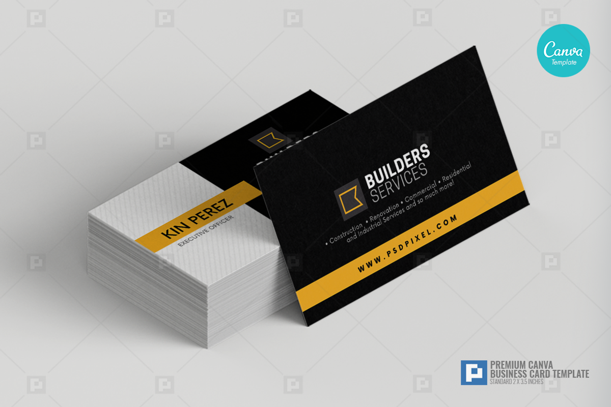 Construction Canva Business Card 14, a Business Card Template by PSDPixel (Photo 3 of 4)