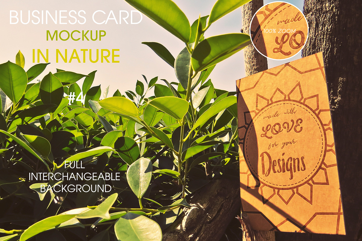 Business Card in Nature 4 Mockup, a Print Template by LuisFaus