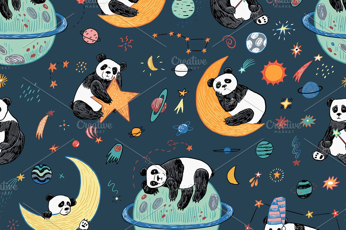 Space Planets and Sleepy Panda, a Pattern Graphic by GooseFrol (Photo 5 of 9)