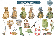 Watercolor Fishing Day Clipart Bundl, an Illustration by TatiMockup (Thumbnail 2 of 4)