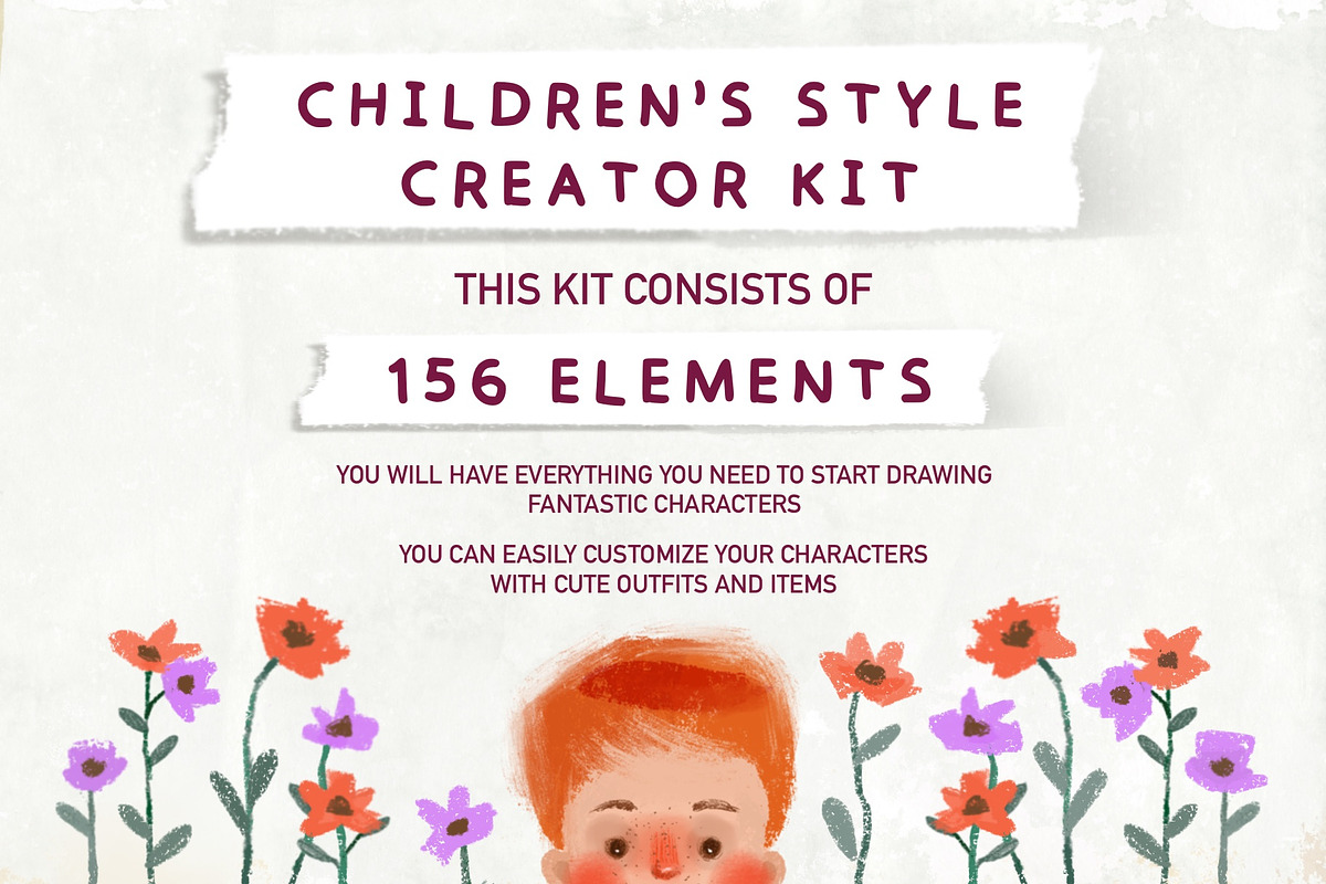Procreate Children's Character Kit, a Brush Add-On by Rosangela Curti (Photo 2 of 16)