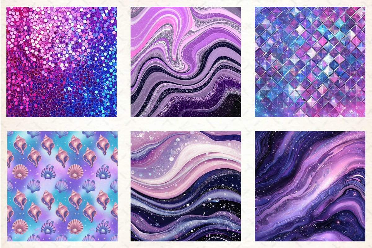 Mermaid Glam Digital Paper, an Illustration by Dream Creation (Photo 5 of 6)