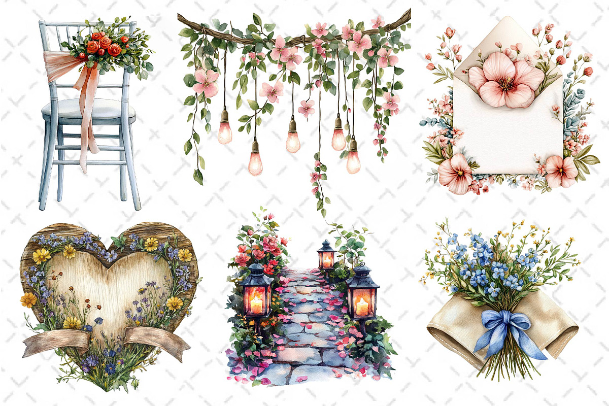 Summer Garden Wedding Clipart, an Illustration by Dream Creation (Photo 5 of 6)