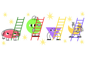 Cute geometric mascots set isolated, an Education Illustration by art PVP - market