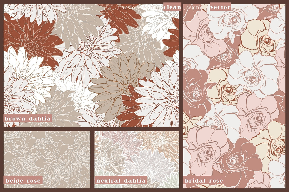 Elegant Floral Patterns Vector, a Pattern Graphic by ilonitta (Photo 4 of 10)