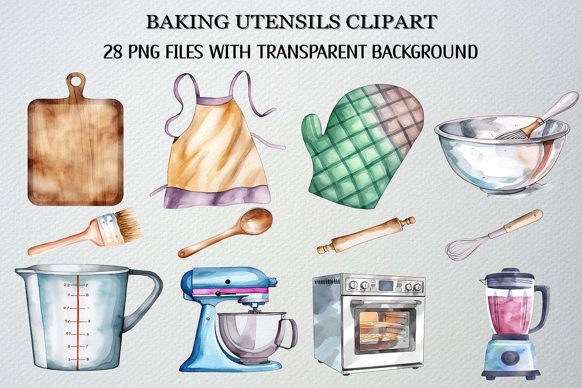 Watercolor Baking Clipart Set, a Food Illustration by CropUp Creative (Photo 3 of 7)