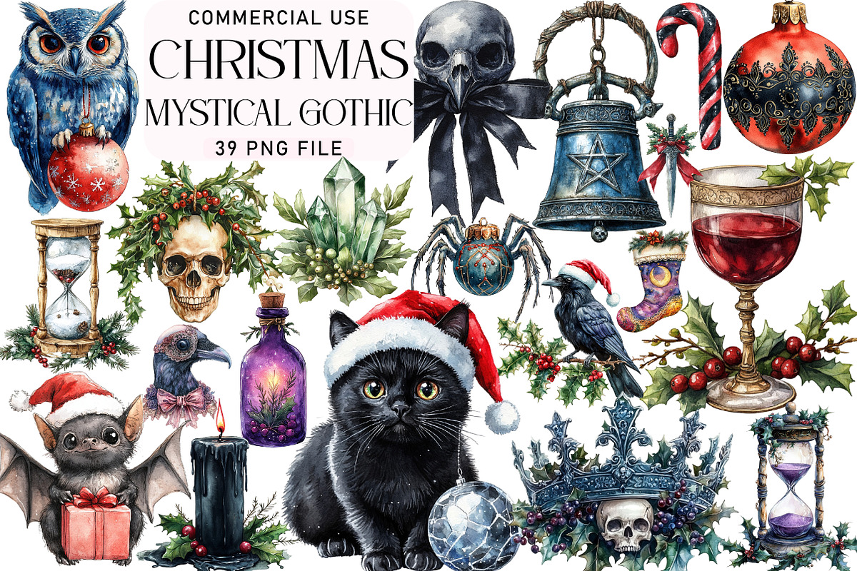 Mystical Gothic Christmas Clipart, an Illustration by Daily.Designs (Photo 1 of 4)