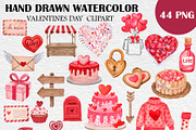 Watercolor Valentine Day Clipart PNG, a Seasonal Illustration by PatternPalette (Thumbnail 2 of 7)