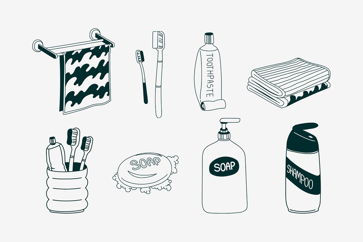 Bathroom Doodle Hand Drawn, an Object Graphic by SLAB! Design (Photo 2 of 3)