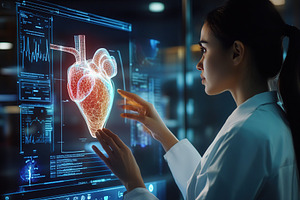 Doctor checking human heart on AI hologram, virtual reality, a Health & Medical Photo by AlyaAnd