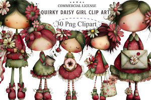 Quirky Daisy Girl Clip Art, an Illustration by designcity5