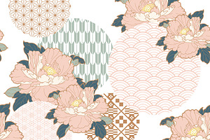 Peony Flower And Geometric Pattern