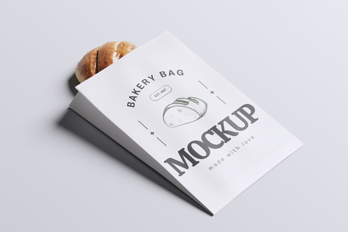 Bakery Bag Mockup, an Advertising Mockup by HanaSaka_Studio (Photo 2 of 5)
