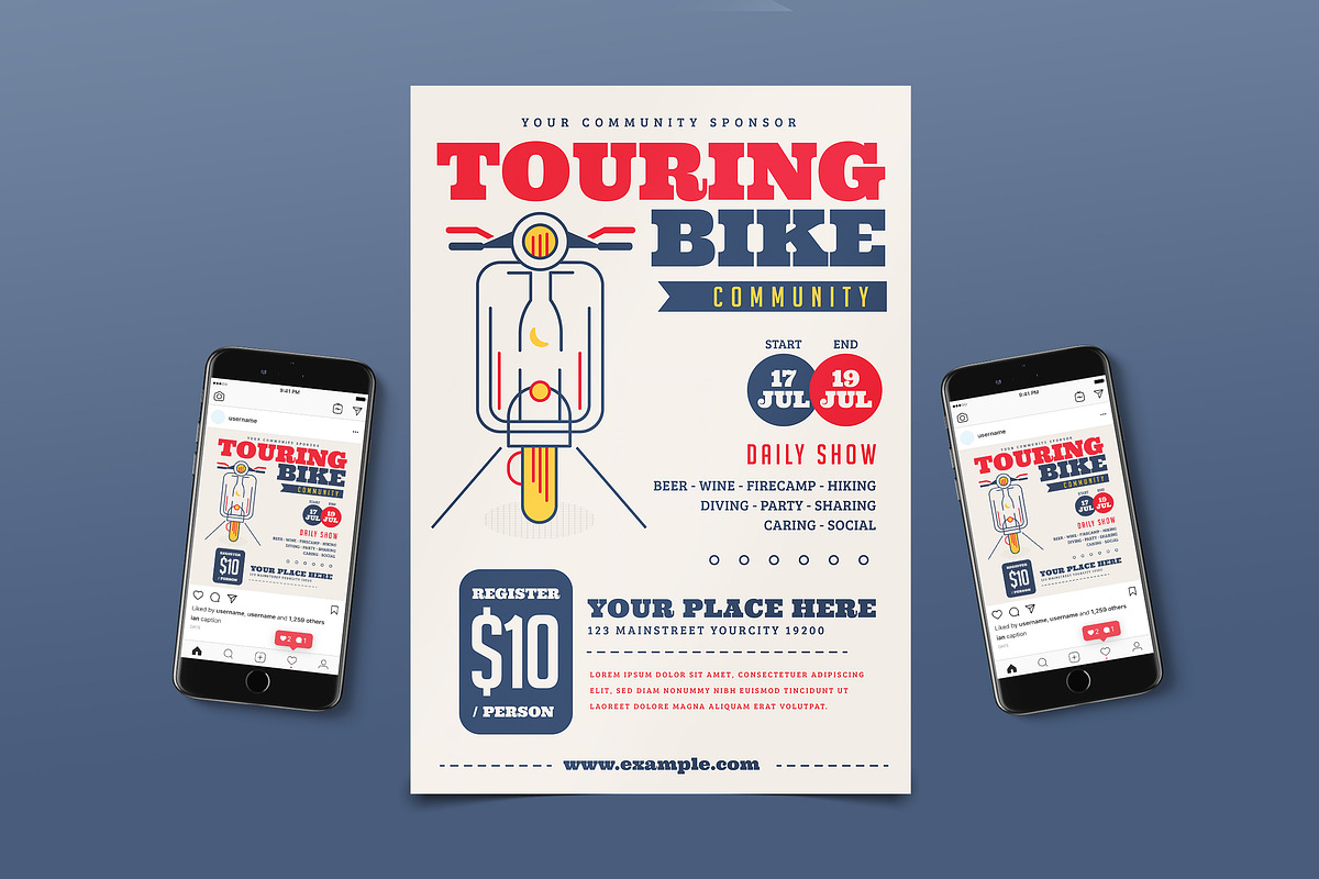 Bike Tour Instagram Post Flyer, a Flyer Template by Tokosatsu (Photo 3 of 3)