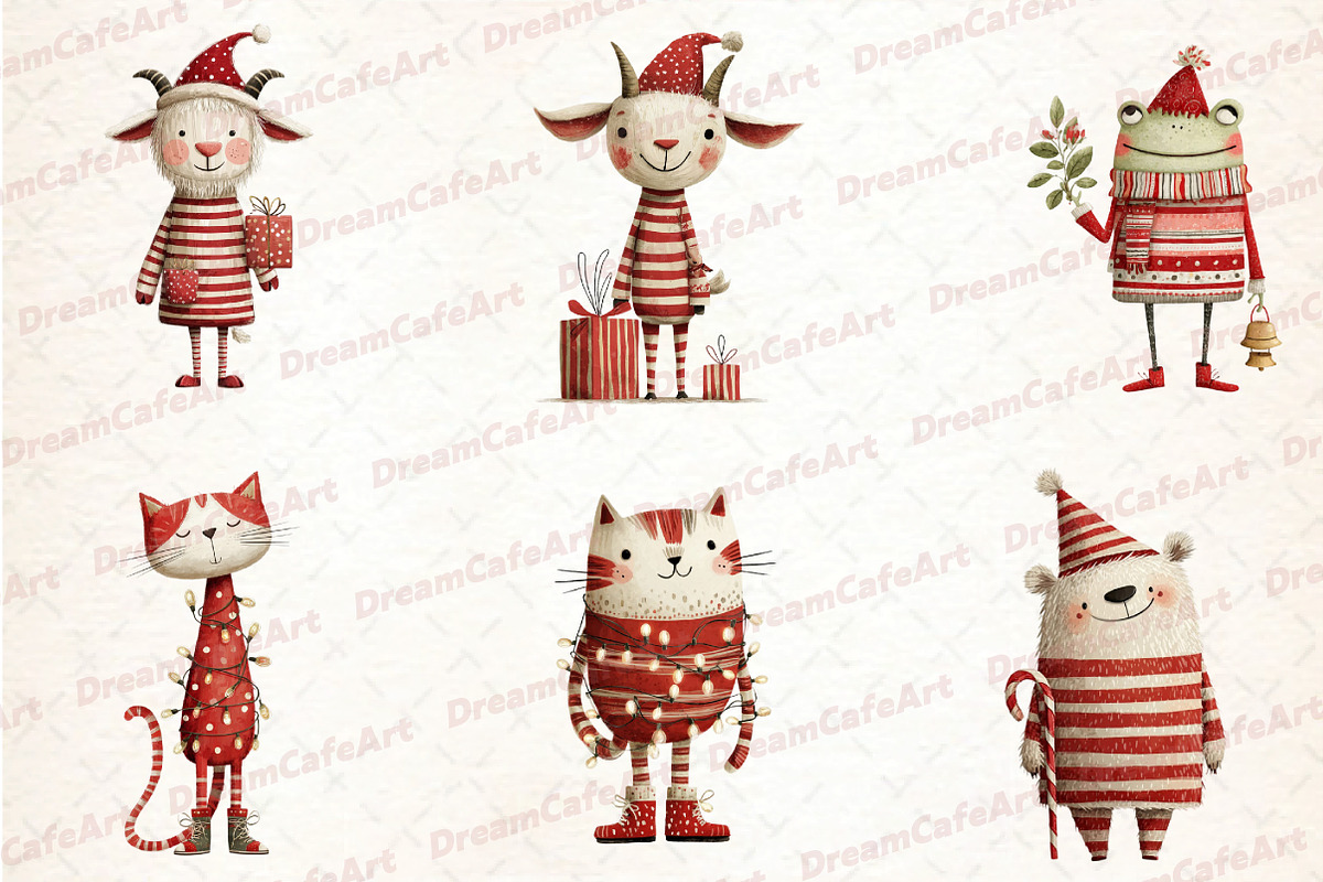 Funny Christmas Animals Clipart, an Illustration by DreamCafeArt (Photo 8 of 8)