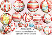 Whimsical Summer Beach Ball Clipart, an Illustration by SVGArt (Thumbnail 1 of 9)