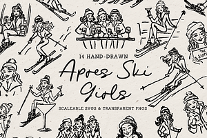 Ski Girls Clipart, Winter Doodles, a Person Illustration by The October Creative