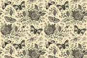 Seamless Butterflies Poppy Poppies, a Pattern Graphic by Vintage (Thumbnail 6 of 13)