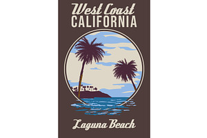 Retro Poster Laguna Beach California, an Illustration by Vector_Up